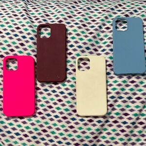 Four iPhone 12 Pro Case Set - Pink, Burgundy, White, Blue